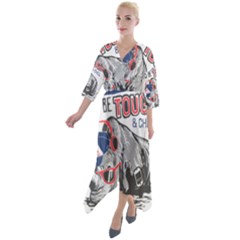 Choose To Be Tough & Chill Quarter Sleeve Wrap Front Maxi Dress by Bigfootshirtshop