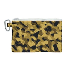 Black Yellow Brown Camouflage Pattern Canvas Cosmetic Bag (medium) by SpinnyChairDesigns