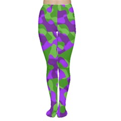 Purple And Green Camouflage Tights by SpinnyChairDesigns