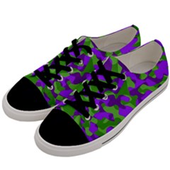 Purple And Green Camouflage Men s Low Top Canvas Sneakers by SpinnyChairDesigns