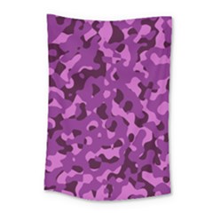 Dark Purple Camouflage Pattern Small Tapestry by SpinnyChairDesigns