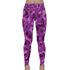 Dark Purple Camouflage Pattern Lightweight Velour Classic Yoga Leggings by SpinnyChairDesigns