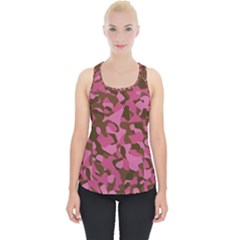 Pink And Brown Camouflage Piece Up Tank Top by SpinnyChairDesigns