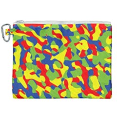 Colorful Rainbow Camouflage Pattern Canvas Cosmetic Bag (xxl) by SpinnyChairDesigns