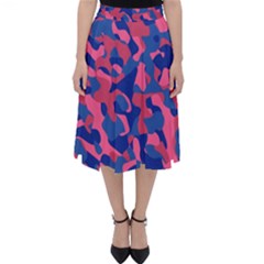Blue And Pink Camouflage Pattern Classic Midi Skirt by SpinnyChairDesigns