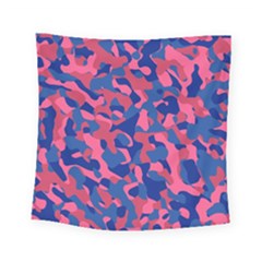 Blue And Pink Camouflage Pattern Square Tapestry (small) by SpinnyChairDesigns