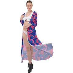 Blue And Pink Camouflage Pattern Maxi Chiffon Beach Wrap by SpinnyChairDesigns