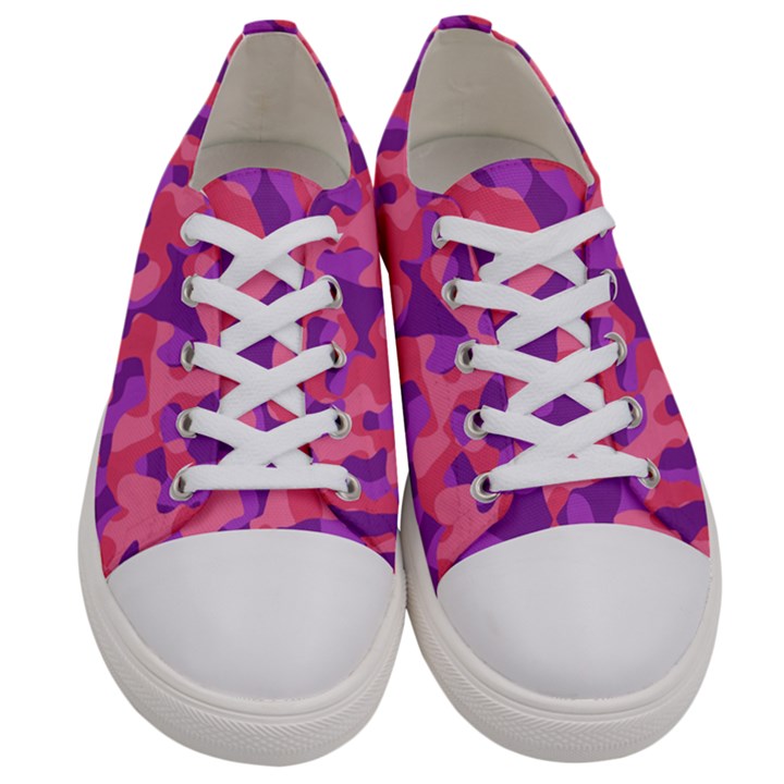 Pink and Purple Camouflage Women s Low Top Canvas Sneakers