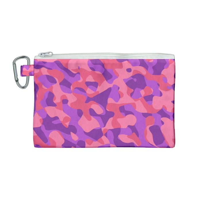 Pink and Purple Camouflage Canvas Cosmetic Bag (Medium)