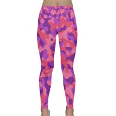 Pink And Purple Camouflage Lightweight Velour Classic Yoga Leggings by SpinnyChairDesigns