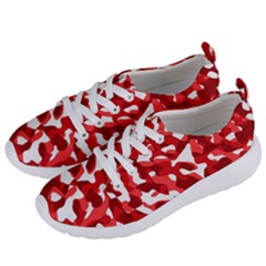 Red And White Camouflage Pattern Women s Lightweight Sports Shoes by SpinnyChairDesigns