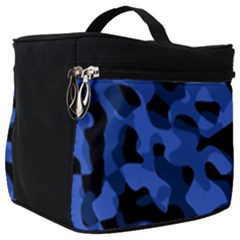Black And Blue Camouflage Pattern Make Up Travel Bag (big) by SpinnyChairDesigns