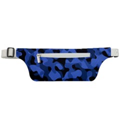 Black And Blue Camouflage Pattern Active Waist Bag by SpinnyChairDesigns