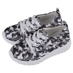 Grey And White Camouflage Pattern Kids  Lightweight Sports Shoes by SpinnyChairDesigns