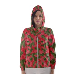 Pink And Green Camouflage Pattern Women s Hooded Windbreaker by SpinnyChairDesigns