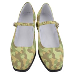 Light Green Brown Yellow Camouflage Pattern Women s Mary Jane Shoes by SpinnyChairDesigns