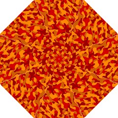 Red And Orange Camouflage Pattern Golf Umbrellas by SpinnyChairDesigns