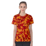 Red and Orange Camouflage Pattern Women s Cotton Tee