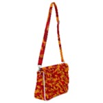 Red and Orange Camouflage Pattern Shoulder Bag with Back Zipper