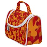 Red and Orange Camouflage Pattern Satchel Handbag