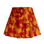 Red and Orange Camouflage Pattern Mini Flare Skirt