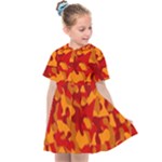 Red and Orange Camouflage Pattern Kids  Sailor Dress
