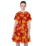Red and Orange Camouflage Pattern Sailor Dress