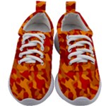 Red and Orange Camouflage Pattern Kids Athletic Shoes