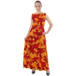 Red and Orange Camouflage Pattern Chiffon Mesh Boho Maxi Dress