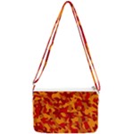 Red and Orange Camouflage Pattern Double Gusset Crossbody Bag