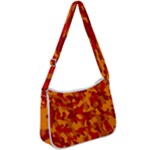 Red and Orange Camouflage Pattern Zip Up Shoulder Bag