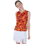 Red and Orange Camouflage Pattern Women s Sleeveless Sports Top