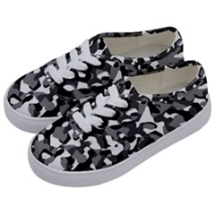 Black And White Camouflage Pattern Kids  Classic Low Top Sneakers by SpinnyChairDesigns