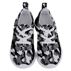 Black And White Camouflage Pattern Running Shoes by SpinnyChairDesigns