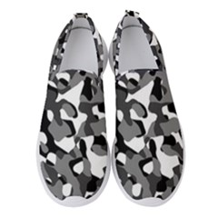 Black And White Camouflage Pattern Women s Slip On Sneakers by SpinnyChairDesigns