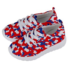 Red White Blue Camouflage Pattern Kids  Lightweight Sports Shoes by SpinnyChairDesigns