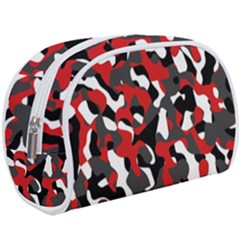 Black Red White Camouflage Pattern Makeup Case (large) by SpinnyChairDesigns