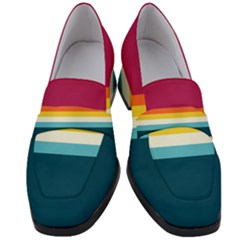 70s Vintage Stripes Women s Chunky Heel Loafers by tmsartbazaar