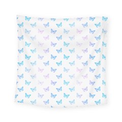 Light Blue Pink Butterflies Pattern Square Tapestry (small) by SpinnyChairDesigns