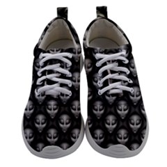 Grey Aliens Extraterrestrials Ufo Faces Athletic Shoes by SpinnyChairDesigns