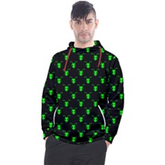 Neon Green Bug Insect Heads On Black Men s Pullover Hoodie