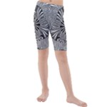 Abstract Art Black and White Floral Intricate Pattern Kids  Mid Length Swim Shorts