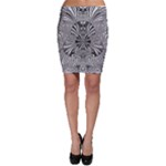 Abstract Art Black and White Floral Intricate Pattern Bodycon Skirt