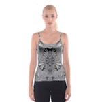 Abstract Art Black and White Floral Intricate Pattern Spaghetti Strap Top