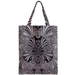 Abstract Art Black and White Floral Intricate Pattern Zipper Classic Tote Bag