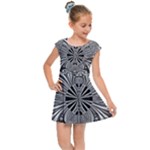 Abstract Art Black and White Floral Intricate Pattern Kids  Cap Sleeve Dress