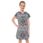 Abstract Art Black and White Floral Intricate Pattern Kids  Drop Waist Dress