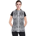 Abstract Art Black and White Floral Intricate Pattern Women s Puffer Vest