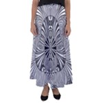 Abstract Art Black and White Floral Intricate Pattern Flared Maxi Skirt