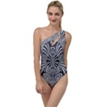 Abstract Art Black and White Floral Intricate Pattern To One Side Swimsuit